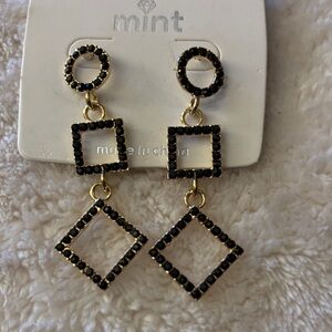 Black and Gold Geometric Drop Earrings